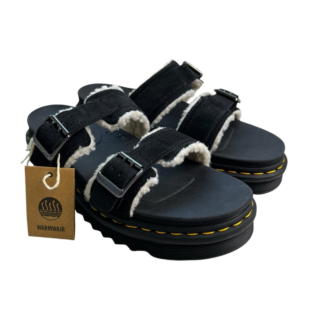 Dr. Marten’s Myles Fur Lined Buckle Slide Chunky NWT Sandals M/10 L/11